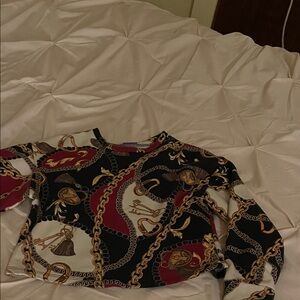 Zara Black and Red Chain Print Sweatshirt